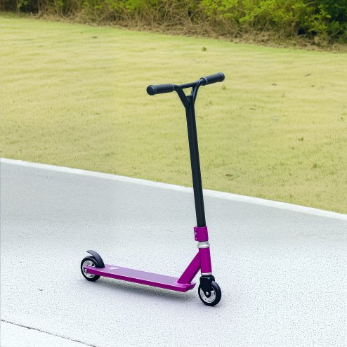HOMCOM Stunt Scooter, 360 Entry Level Tricks Scooter w/ Lightweight Aluminium Deck and ABEC 7 Bearing, For Age 14+ Beginners, Purple