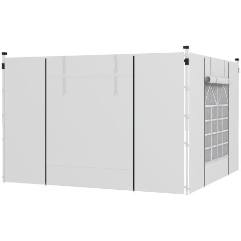 Outsunny Gazebo Side Panels with Windows and Doors, for 3x3(m) or 3x6m Pop Up Gazebo, 2 Pack Sides Replacement, White