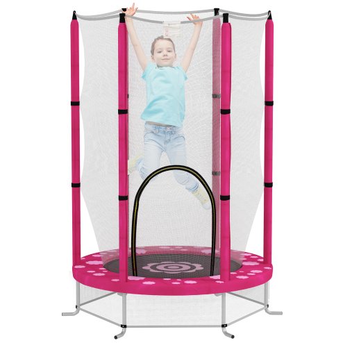 AIYAPLAY 4.6ft Kids Trampoline with Safety Enclosure Net, Recreational Toddler Trampoline for Indoor Outdoor Use, Ages 3-6 Years, Sun Pattern