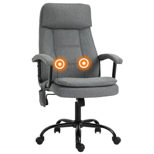 Vinsetto Office Chair, Linen Fabric Desk Chair with 2 Point Massage in Lumbar, Adjustable Height, Rolling Wheels, Grey Image
