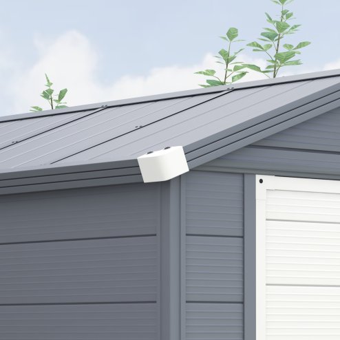 Outsunny 4 x 6ft Plastic Garden Storage Shed with Ventilation Slots and Lockable Door, Polypropylene Outdoor Storage Tool House with Foundation Kit, Grey