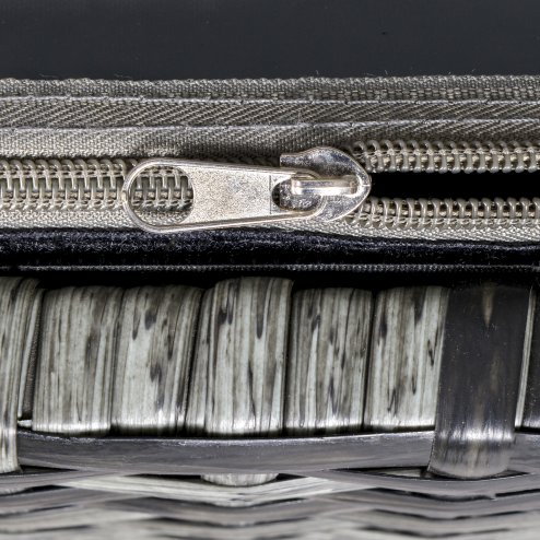 Outsunny PE Rattan Outdoor Storage Bench, Aluminium Garden Bench with Storage Underneath w/ Zipped Inner Lining, Rods for Deck, Mixed Grey