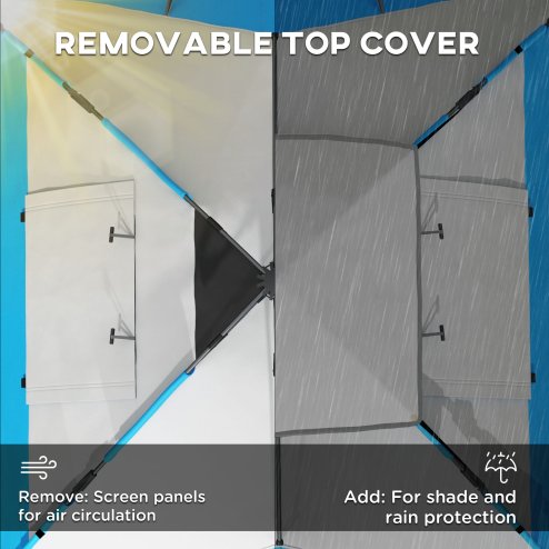 Outsunny Camping Tent, 3-4 Man Family Dome Tent, 2000mm Waterproof, with Carry Bag and Top Hook, for Fishing Hiking Festival, Quick Setup, Blue