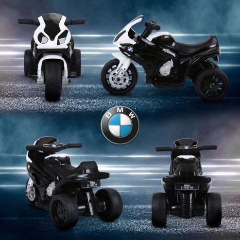 HOMCOM BMW S1000RR Licensed 6V Kids Electric Motorbike 3 Wheel Ride on Motorcycle w/ Headlights Music for 18-36 Months Black