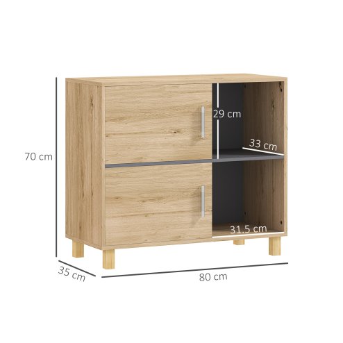 HOMCOM Bathroom Storage Unit, Bathroom Storage Cabinet, Freestanding Bathroom Cabinet with Open Compartments and Double Doors