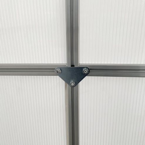 Outsunny Polycarbonate Greenhouse, Small Greenhouse with Adjustable Roof Vent, Garden Green House with Galvanised Base, Sliding Door and Rain Gutter, 190 x 190 x 200 cm, Silver Tone