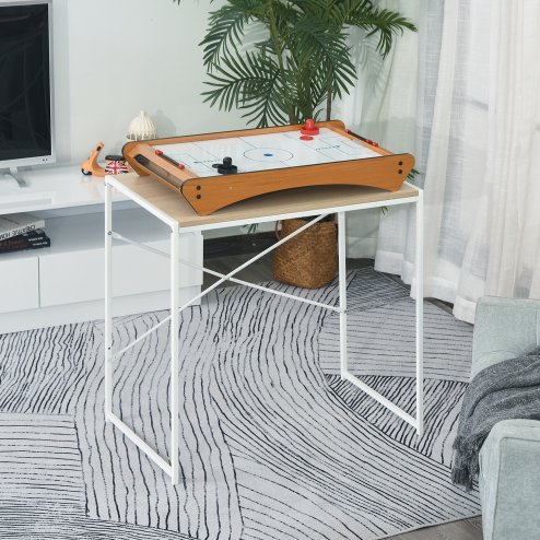 HOMCOM 2.5FT Tabletop Air Hockey Game Table Wooden Portable Party Gaming Toy for Kids Children Adult Image