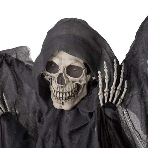 HOMCOM 195cm Winged Grim Reaper Outdoor Halloween Decoration, Halloween Animatronic with Sound Activated, Light Up Eyes, Sound Effects, Animated Prop for Haunted House