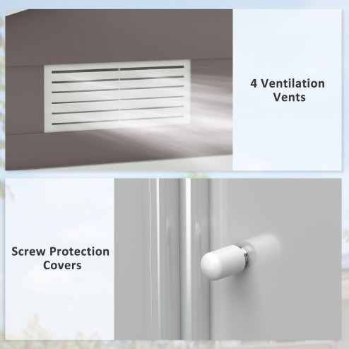 Outsunny 7 x 4ft Metal Garden Shed, Outdoor Storage Tool House with Ventilation Slots, Foundation Kit and Lockable Double Doors, Grey