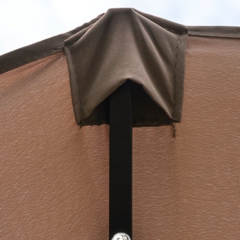 Outsunny 4.4m Double-Sided Sun Umbrella Garden Parasol Patio Sun Shade Outdoor with LED Solar Light, NO BASE INCLUDED, Khaki