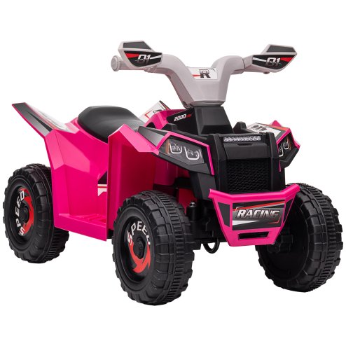 HOMCOM 6V Electric Quad Bike Kids Ride On All Terrain Vehicle with Forward Backward Function, for Ages 18-36 Months - Pink Image