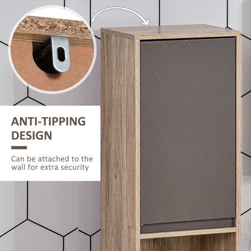 HOMCOM Narrow Bathroom Cabinet, Slim Bathroom Storage Unit with Open Compartment, Freestanding Storage Cupboard with Adjustable Shelves for Small Spaces, 30 x 24 x 170 cm