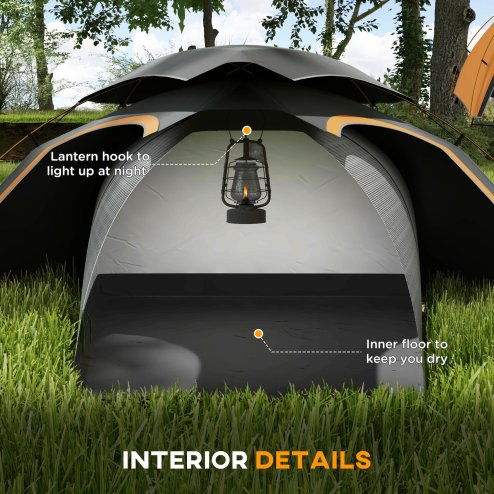 Outsunny 1-2 Man Camping Tent, Dome Tent with Removable Rainfly and Aluminium Frame, 2000mm Waterproof, Portable with Bag, for Fishing Hiking Festival, Dark Grey