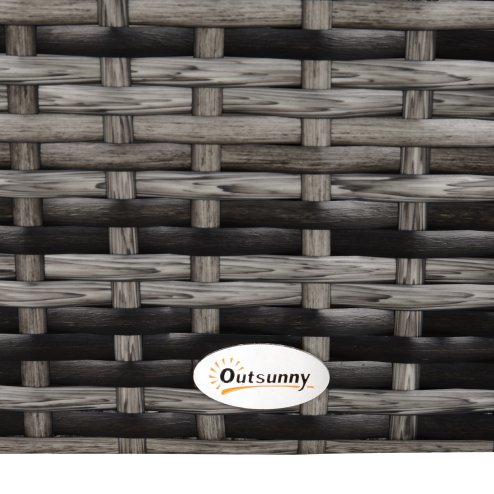 Outsunny Patio PE Rattan Side Table, Square Outdoor Coffee Table w/ Tempered Glass Top, Mixed Grey