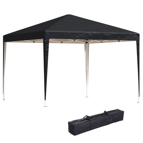 Outsunny 3 x 3M Garden Pop Up Gazebo Height Adjustable Marquee Party Tent Wedding Canopy with Carrying Bag, Black Image