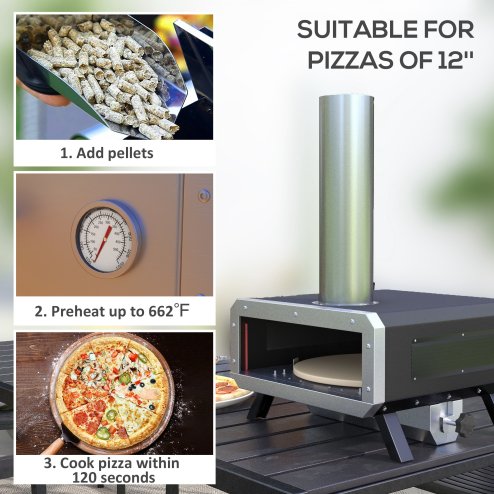 Outsunny Portable Wood Pellet Pizza Oven with 12