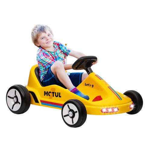 AIYAPLAY Electric Go Kart, 6V Battery Powered Kids Go Kart with Music, Light, Horn, Kids, Ride on Car for 3-5 Years, Yellow Image