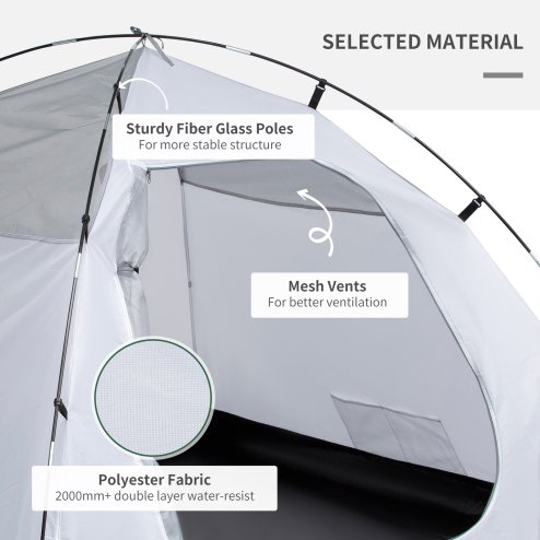Outsunny Two-Man Camping Tent Dome Tent with Weatherproof Shell, Vestibule & Windows, for Fishing & Hiking, Blue and Grey