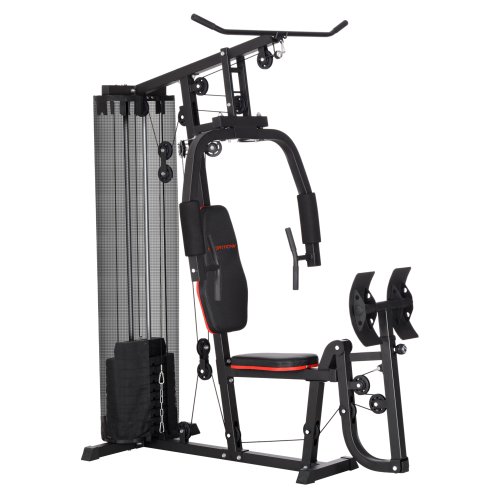 SPORTNOW Compact Home Gym System with 45kg Weight Stack, Weights Machine, Mult-Gym Leg Press Machine Dual-Action Chest Station for Full Body Fitness Training