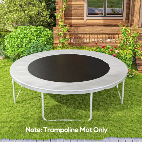 SPORTNOW Trampoline Replacement Mat with Eight Rows of Stitching, Spring Pull Tool, 72 V-Hooks, for 12ft Trampoline, Using 14cm Springs, Trampoline Jumping Mat, Black