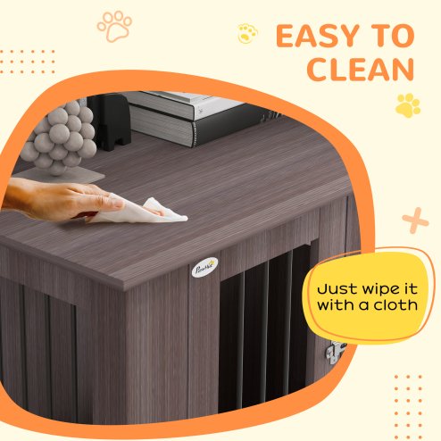 PawHut Dog Crate Furniture End Table, Pet Kennel for Medium Large Dogs with Magnetic Door Indoor Animal Cage, Purple, 95 x 55 x 75 cm