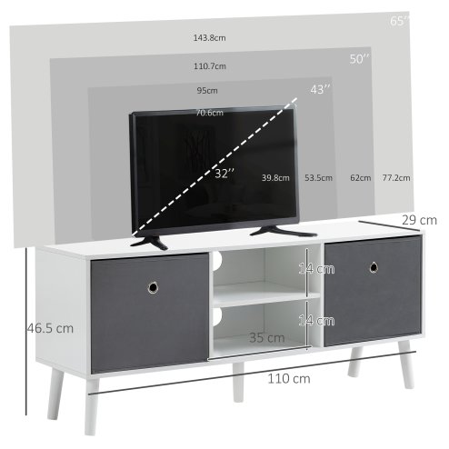 HOMCOM TV Cabinet Stand Unit for TVs up to 50