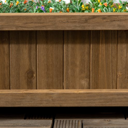 Outsunny Garden Planters with Trellis for Climbing Vines, Wooden Raised Beds for Garden, Free Standing Flower Pot, Indoor Outdoor Display Rack, 64 x 28 x 75 cm, Brown