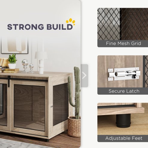 PawHut Dog Crate Furniture, Dog Cage End Table with Sliding Door, Pet Kennel for Extra Large Breeds, 118 x 75.5 x 82cm, Walnut Brown