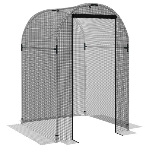 Outsunny Fruit Cage Bird Netting, Heavy Duty Fruit and Vegetable Protection Tent with Zipped Door, Anti Bird, Insects, Small Animals, 1.2 x 1.2 x 1.9m, Black