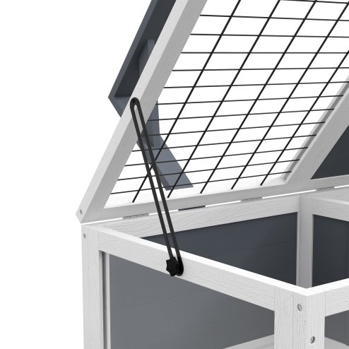 PawHut Tortoise House, Wooden Tortoise Table, Tortoise Enclosure with Wooden Lamp Holder, Openable Lids, Pull-Out Trays - Grey