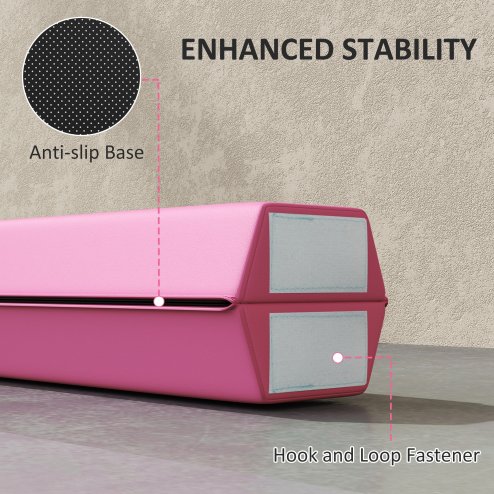 SPORTNOW 7.7ft Folding Gymnastics Beam, Floor Balance Beam for Kids with Anti-Slip Base, Gymnastics Equipment for Home Gym, Training Exercise, Pink