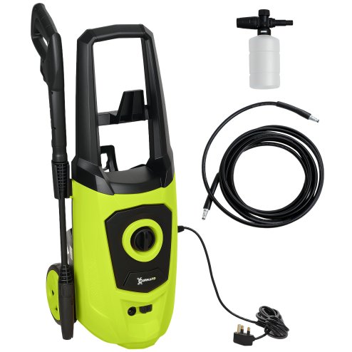DURHAND 1800W High Pressure Washer, 150 Bar Pressure, 510 L/h Flow, High-Performance Portable Power Washer Jet Wash Cleaner with 6M Hose, Snow Foam Bottle for Garden, Car, Furniture, Green