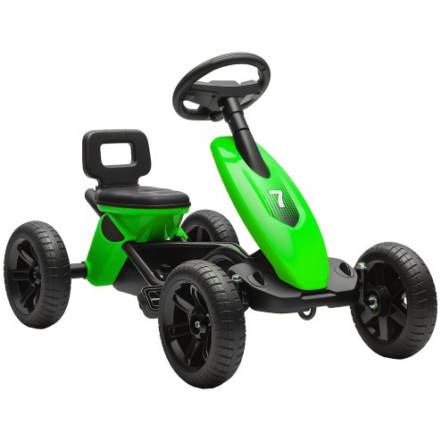 AIYAPLAY Pedal Go Kart for Kids, Children Ride-On Race Car with Silent EVA Tyres, for 2-5 Years, Green