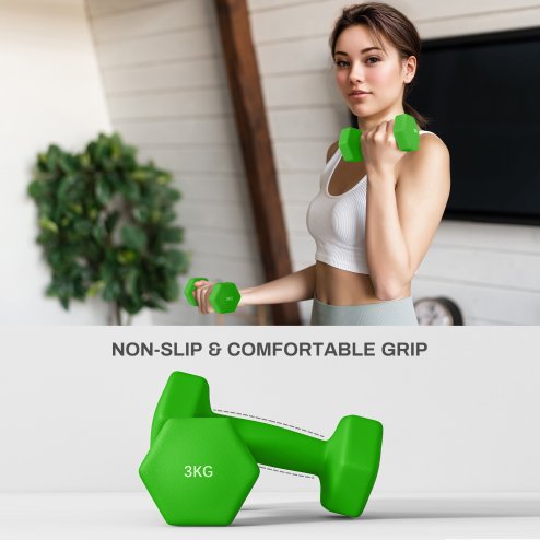 SPORTNOW Hex Dumbbells Set with Dumbbell Rack, Hand Weights for Home Gym Strength Training, 2 x 1kg, 2 x 2kg, 2 x 3kg