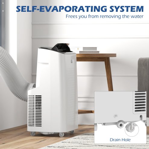HOMCOM 14000 BTU Portable Air Conditioner, Smart Home WiFi Compatible, 3-in-1 Dehumidifier Cooler Fan, with Sleep Mode, Remote, 24H Timer, Window Venting Kit, A Energy Efficiency, 35m²