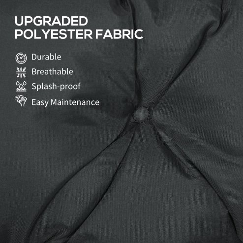 Outsunny 3 Seater Bench Pad, Garden Chair Cushion with Back and Ties for Indoor and Outdoor Use, 98 x 150 cm, Black
