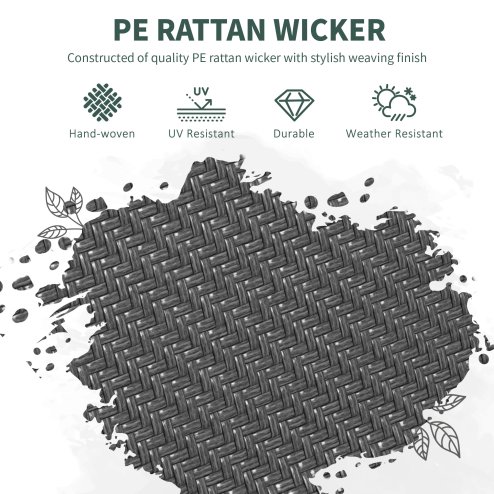 Outsunny Stackable Outdoor Chairs Set of 4, Rattan Garden Chairs with Armrests and Backrest for Deck, Grey