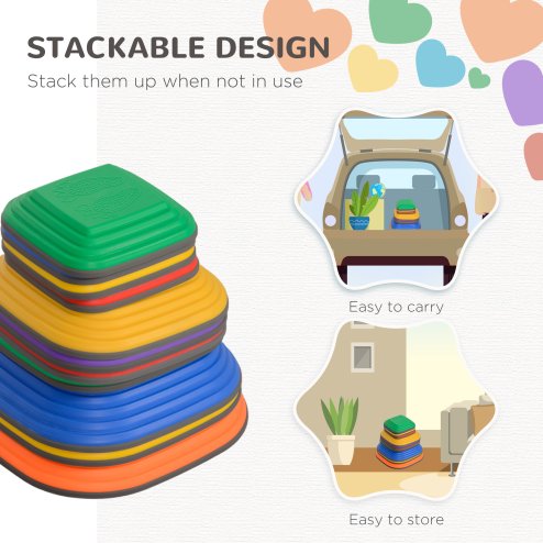 AIYAPLAY Balance Stepping Stones for Kids, 11-Piece Non-Slip Stackable River Stones, Obstacle Courses for Balance and Motor Skills, Indoor Outdoor Sensory Toy Gift for Ages 3-8 Years