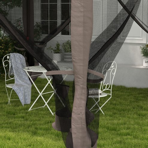 Outsunny 3 x 3(m) Pop Up Gazebo, Marquee Party Tent with Double Tier Roof, Netting and Carry Bag, Event Shelter for Outdoor Patio, Light Grey