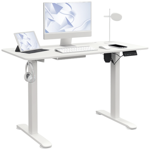 Vinsetto Electric Standing Desk, 120 x 60cm Height Adjustable Sit Stand Desk with 4 Memory Presets, Collision Avoidance and Overheat Protection for Home Office, White