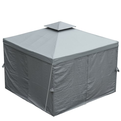 Outsunny 3 x 3 m Garden Gazebo Double Roof Marquee Patio Wedding Party Tent Canopy Shelter with Sidewalls (Dark Grey)