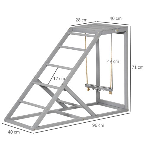 PawHut Chicken Activity Play Set with Swing, Chicken Coop Toy with Ladder, Platform for 2 Chickens, Hens, Grey