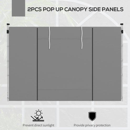Outsunny Gazebo Side Panels with Windows and Doors, for 3x3(m) or 3x6m Pop Up Gazebo, 2 Pack Sides Replacement, Light Grey