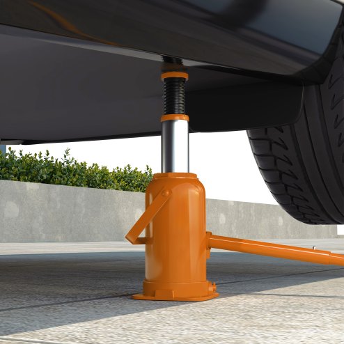 HOMCOM 12 Tonne Hydraulic Bottle Jack with 19-37 cm Lifting Range, Heavy Duty Portable Compact Car Jack Lift with Saddle and 3 Section Handle for Pickup, Truck, Auto Repair Maintenance, Orange