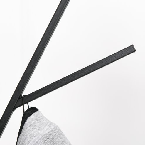 HOMCOM Freestanding Metal Coat Rack Stand 9 Hooks Clothes Tree with 1 Shelf Hat Display Hall Tree Hanger Bag Umbrella Hanging Organiser 