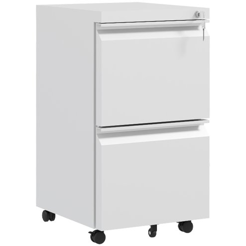 Vinsetto 2-Drawer Mobile Filing Cabinet, Steel Lockable File Cabinet for Letter, A4 and Legal Size, Pre-Assembled Body, White