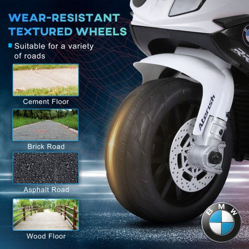 HOMCOM BMW S1000RR Licensed 6V Kids Electric Motorbike 3 Wheel Ride on Motorcycle w/ Headlights Music for 18-36 Months Black