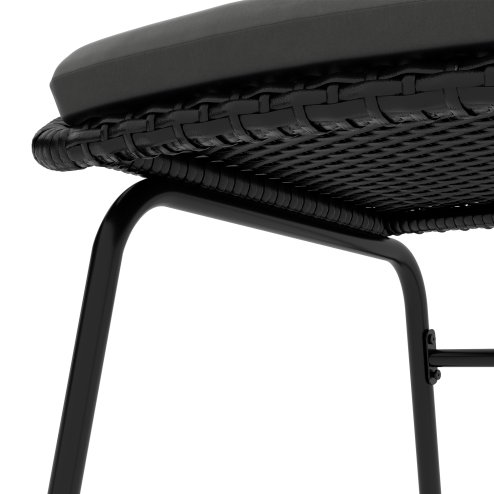 Outsunny 3 Pieces Rattan Bistro Set, Wicker Garden Furniture Set with Round Metal Top Coffee Table and Chairs, Washable Cushions for Outdoor, Patio, Balcony, Black