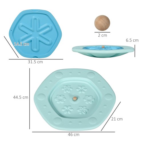 ZONEKIZ 2 in 1 Balance Board Kids Wobble Board with Ball, for Ages 3-6 Years - Blue