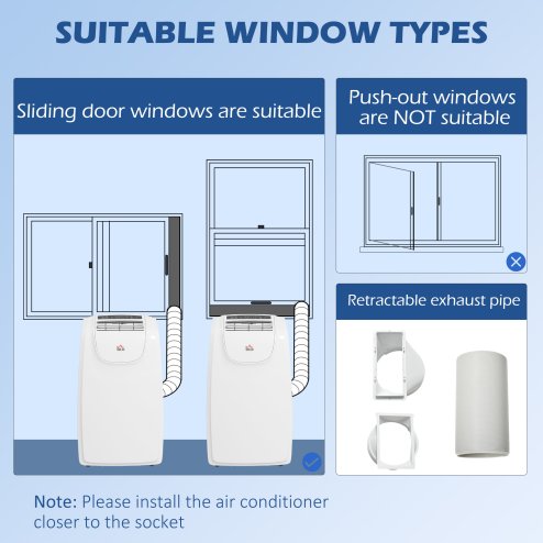 HOMCOM 12,000 BTU Portable Air Conditioner, 4-in-1 Dehumidifier Cooling Fan with Quiet Mode, Remote, LED Display, 24H Timer, Wheels, 35m², Window Venting Kit, Child Lock, White